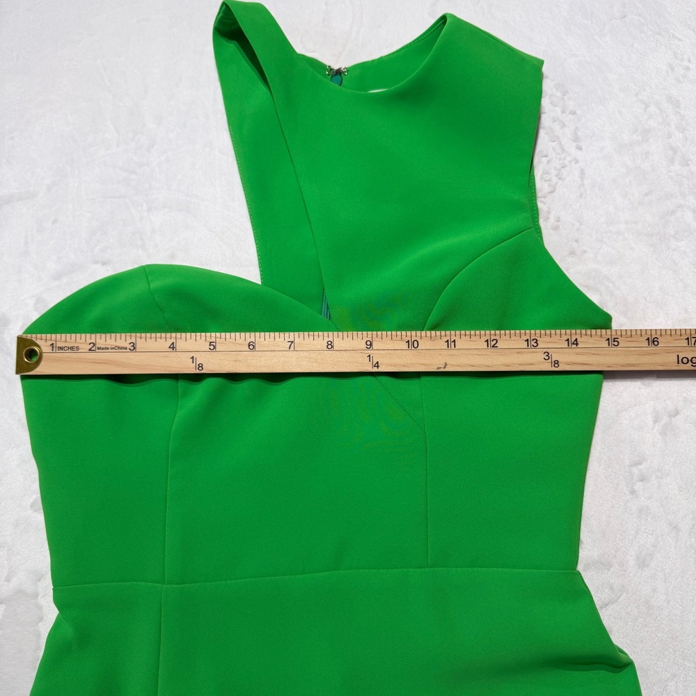 Amanda Uprichard Green Asymmetrical Cutout Gown Slit‎ Evening Maxi Dress XS USA - Picture 8 of 10